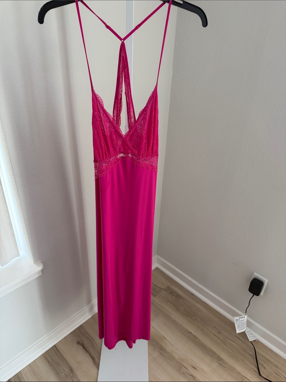 INC International Concepts Hot Pink Lace-Trim Slip Nightgown